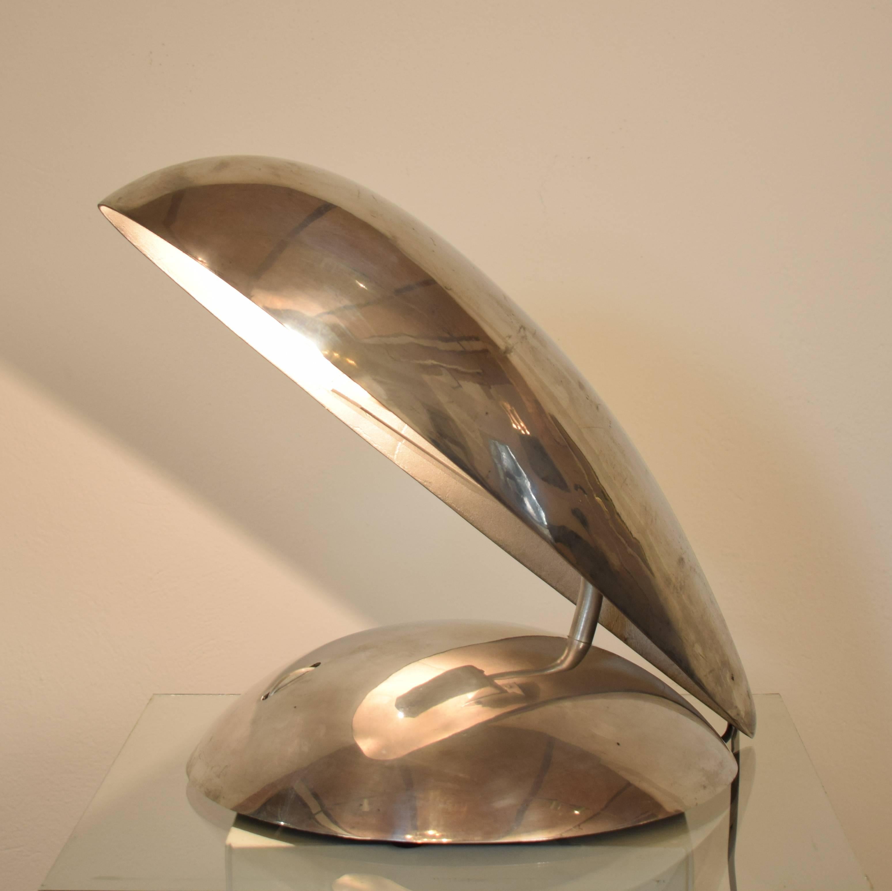 Pair of Polished Aluminium Space Age / Mid Century Table Lamps from the 1980s For Sale 1