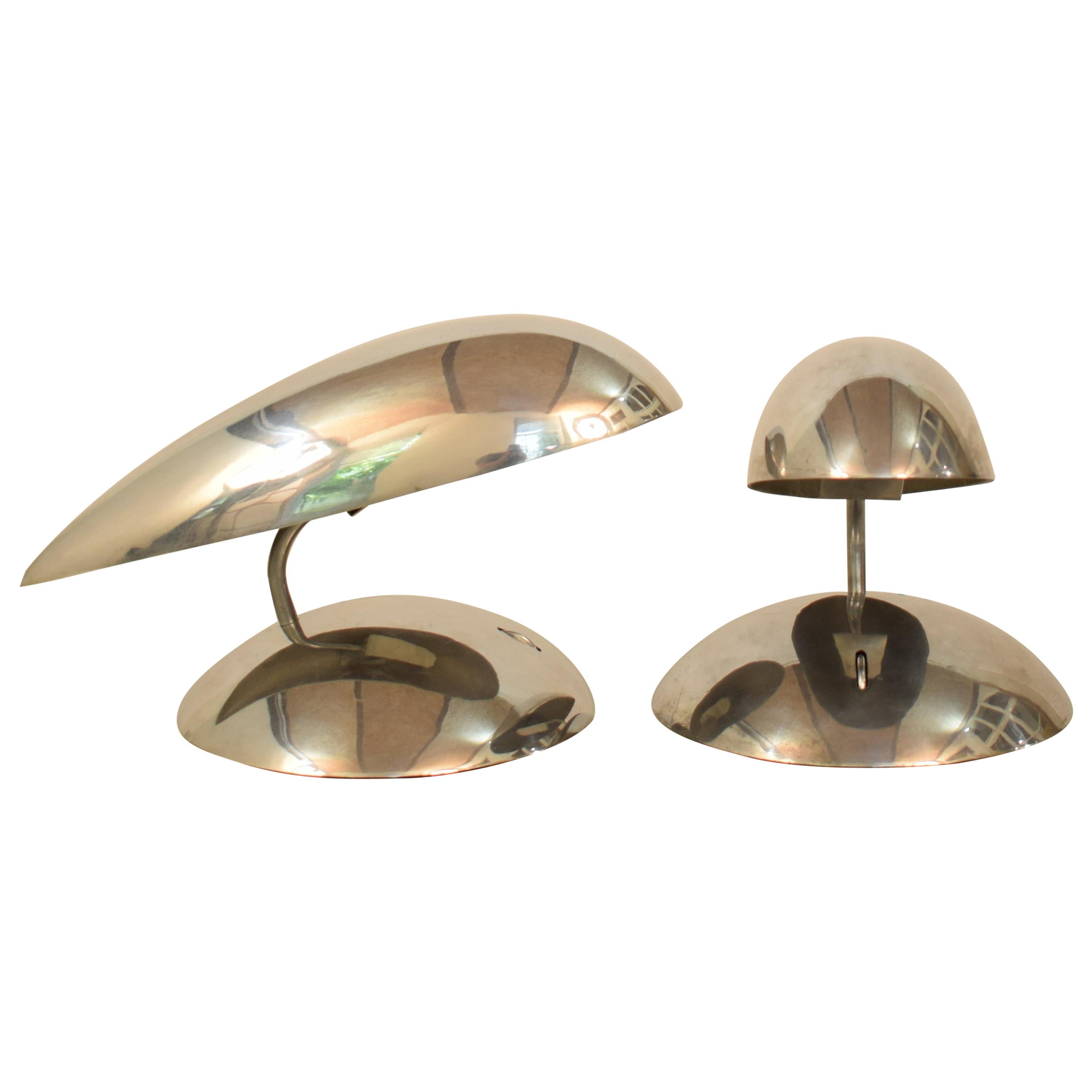 Pair of Polished Aluminium Space Age / Mid Century Table Lamps from the 1980s For Sale