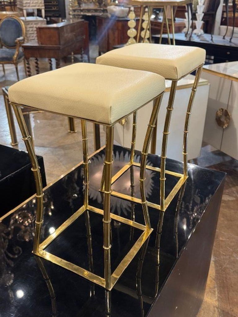 Chaise En Bambou Avec Finition Laiton - Dimensions 44x45x87 Cm, Intérieur, Occasion Bon état