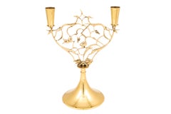 Pair of Polished Brass Candelabras Art Deco Austria late 1920s Animals Hagenauer