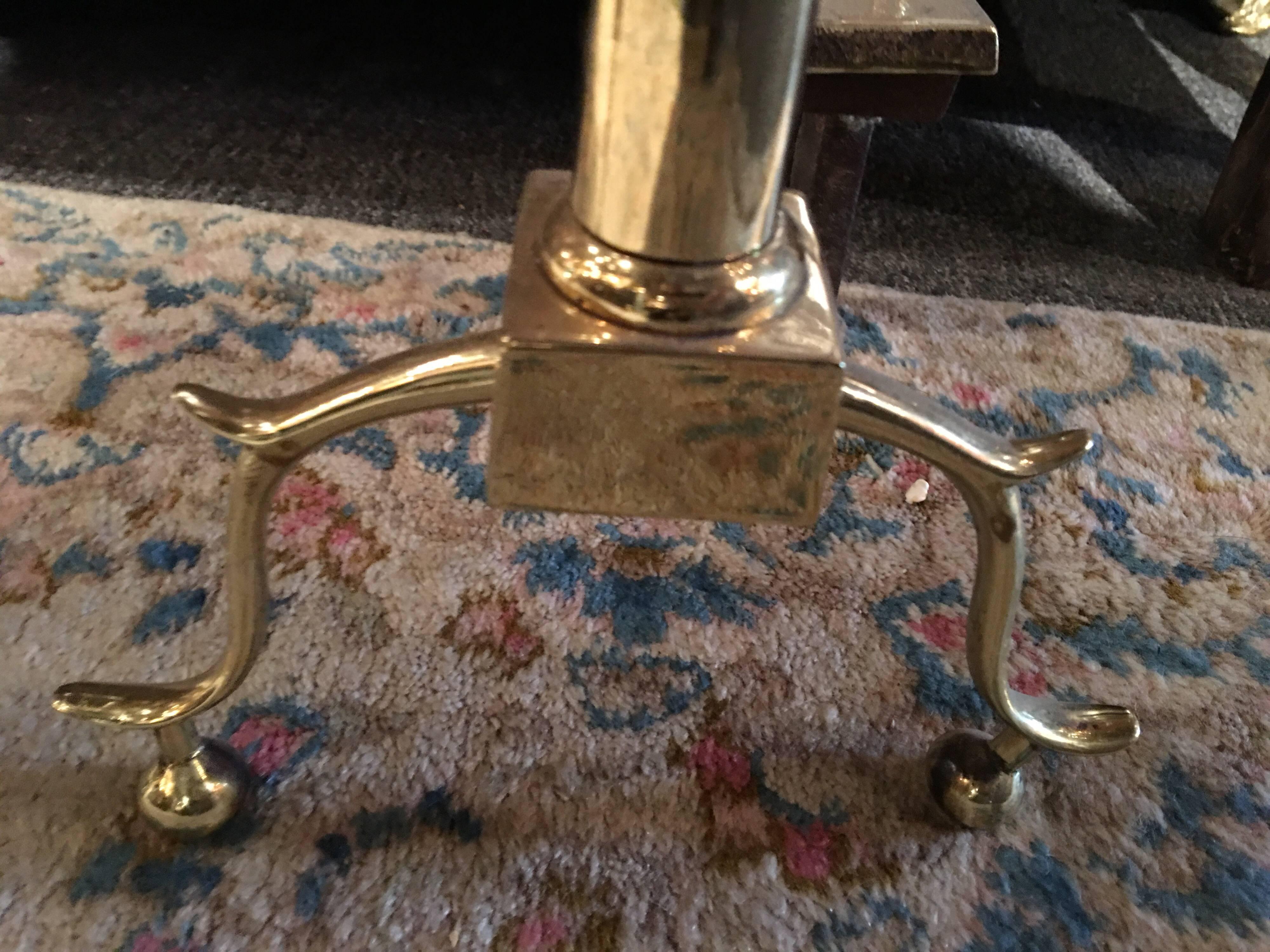 Pair of Polished Brass Chenets or Andirons, 19th Century For Sale 2