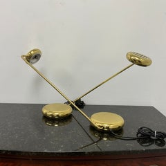 Pair of Polished Brass Desk Lamps Attributed to Bruno Gecchelin, Germany, 1980s