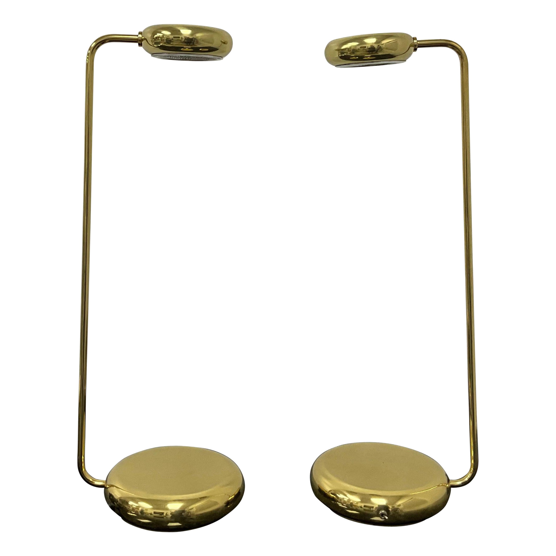 Pair of Polished Brass Desk Lamps Attributed to Bruno Gecchelin, Germany, 1980s in vendita