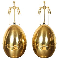 Pair of Polished Brass "Egg" Shaped Lamps