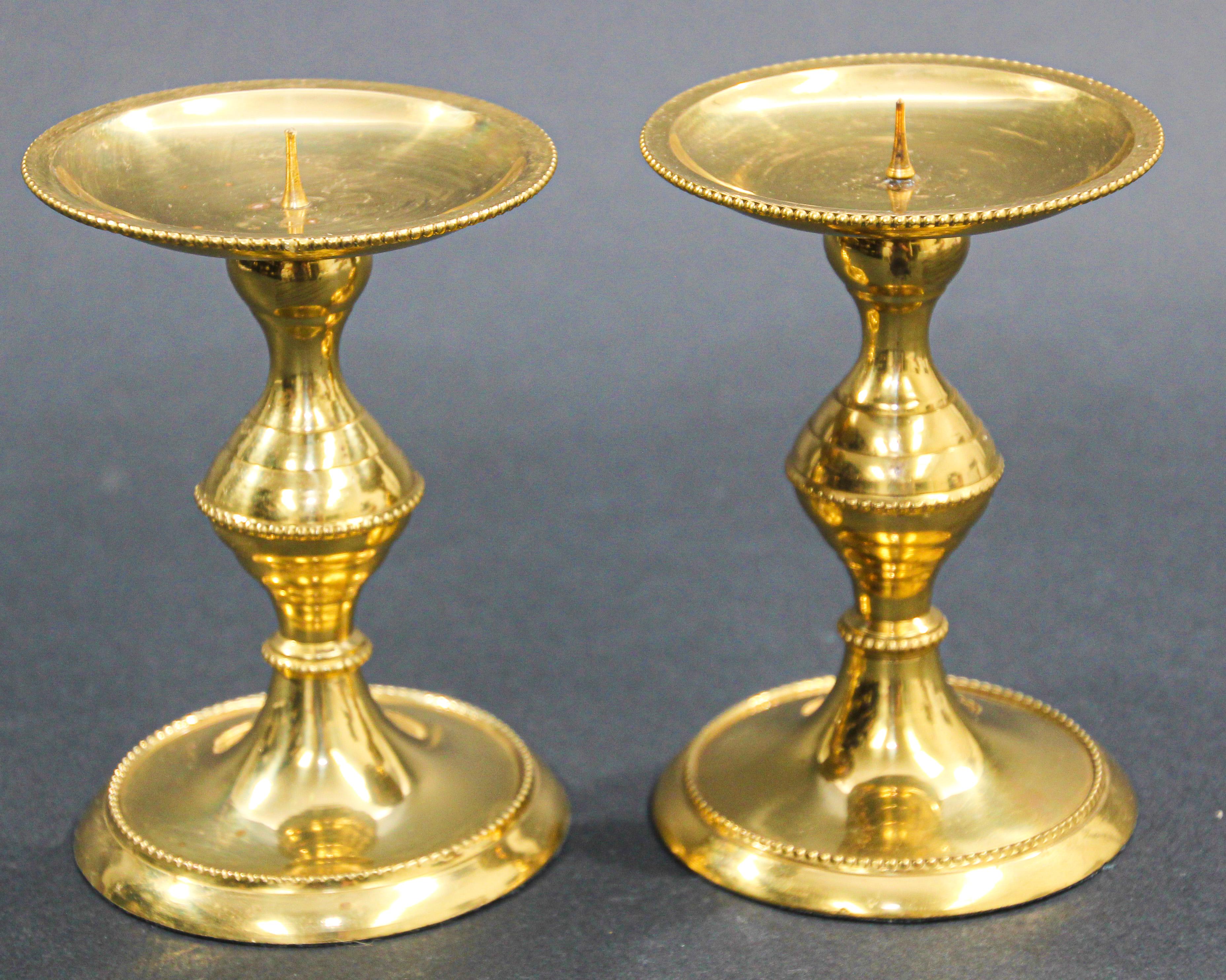 Pair of Polished Brass Modern Candlesticks For Sale 7