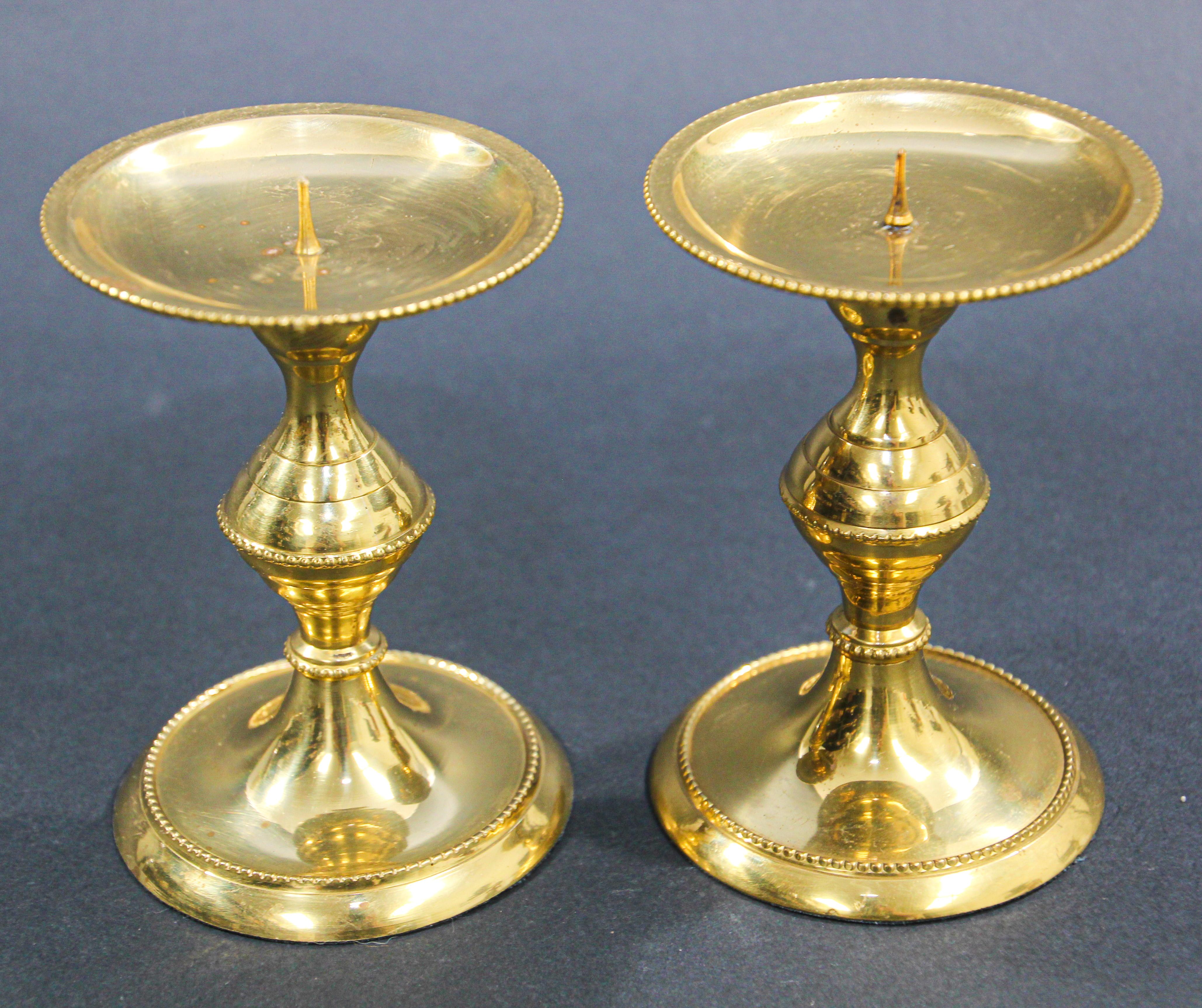 Pair of Polished Brass Modern Candlesticks For Sale 8