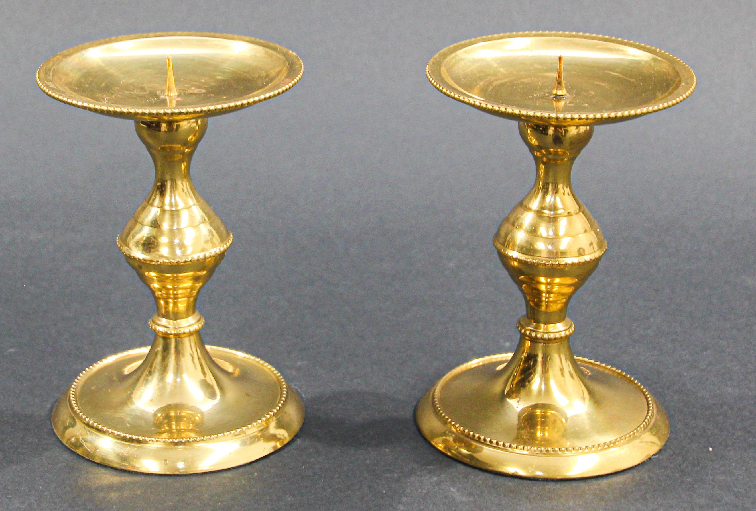 Pair of Polished Brass Modern Candlesticks For Sale 9