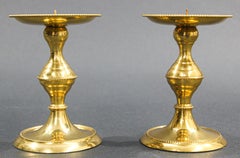 Handcrafted Georgian Polished Brass Candlesticks, 6\" Height, UK
