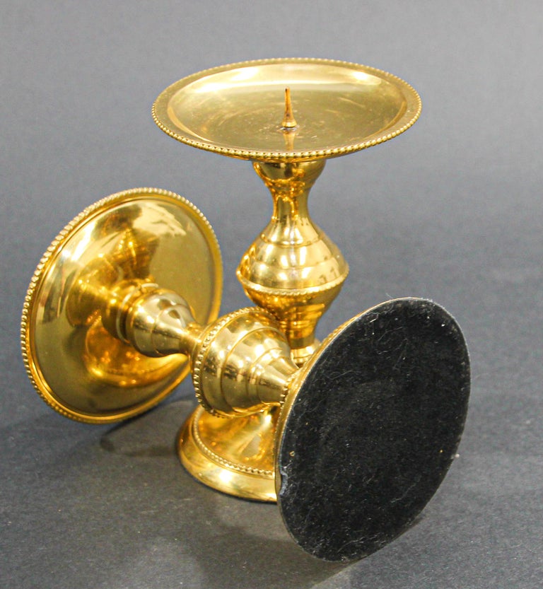 Pair of Polished Brass Modern Candlesticks For Sale at 1stDibs