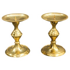 Pair of Polished Brass Modern Candlesticks