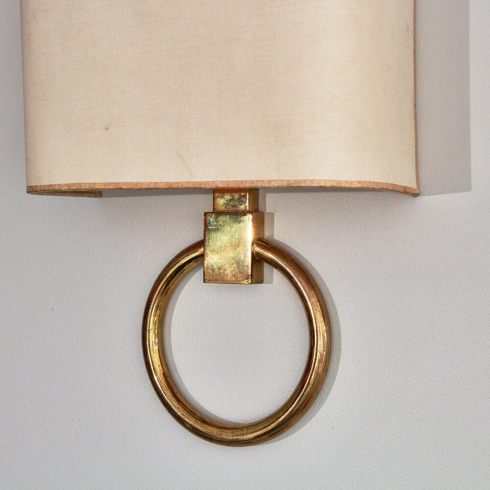 Late 20th Century Pair of Polished Brass Sconces