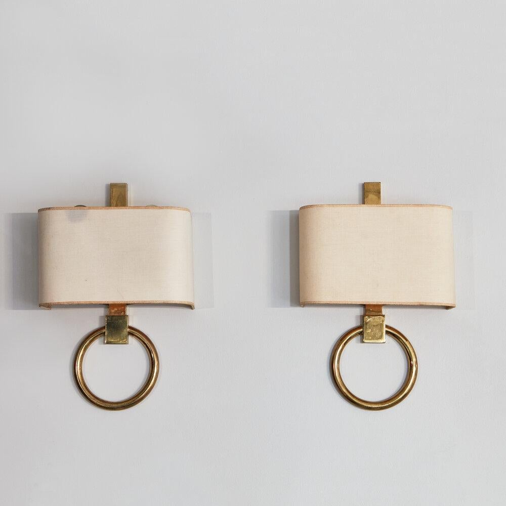 Pair of Polished Brass Sconces 1