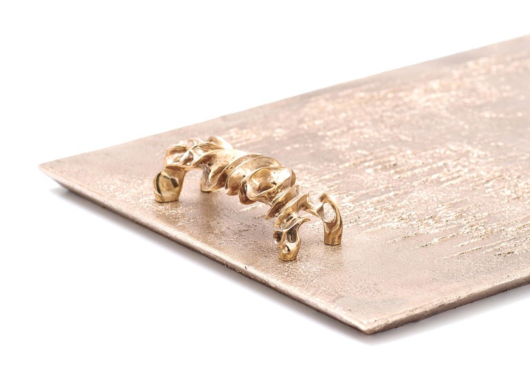 Pair of Polished Bronze Bar Trays by Fakasaka Design For Sale at 1stDibs