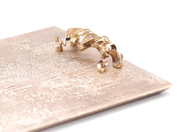 Pair of Polished Bronze Bar Trays by Fakasaka Design For Sale at 1stDibs