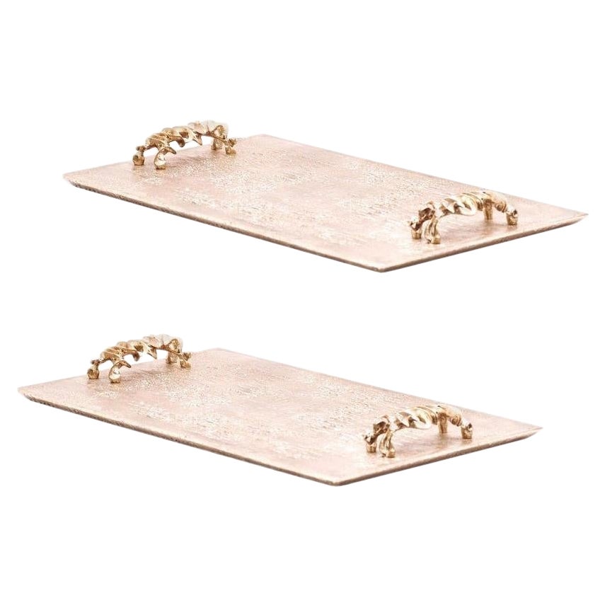 Pair of Polished Bronze Bar Trays by Fakasaka Design For Sale