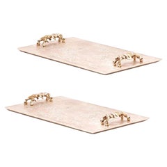 Paire de plateaux de bar en bronze poli par Fakasaka Design
