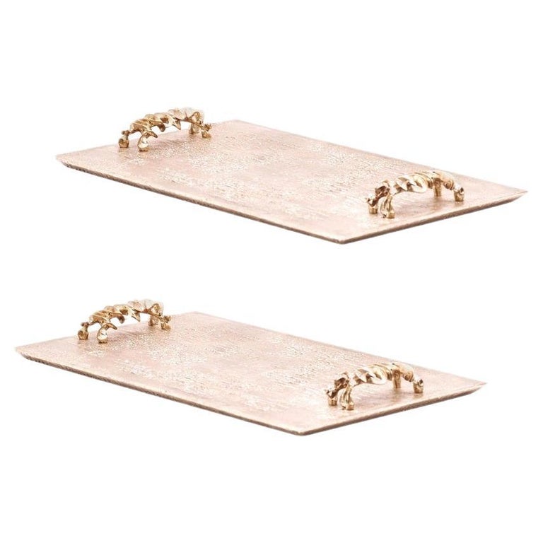 Pair of Polished Bronze Bar Trays by Fakasaka Design For Sale at 1stDibs