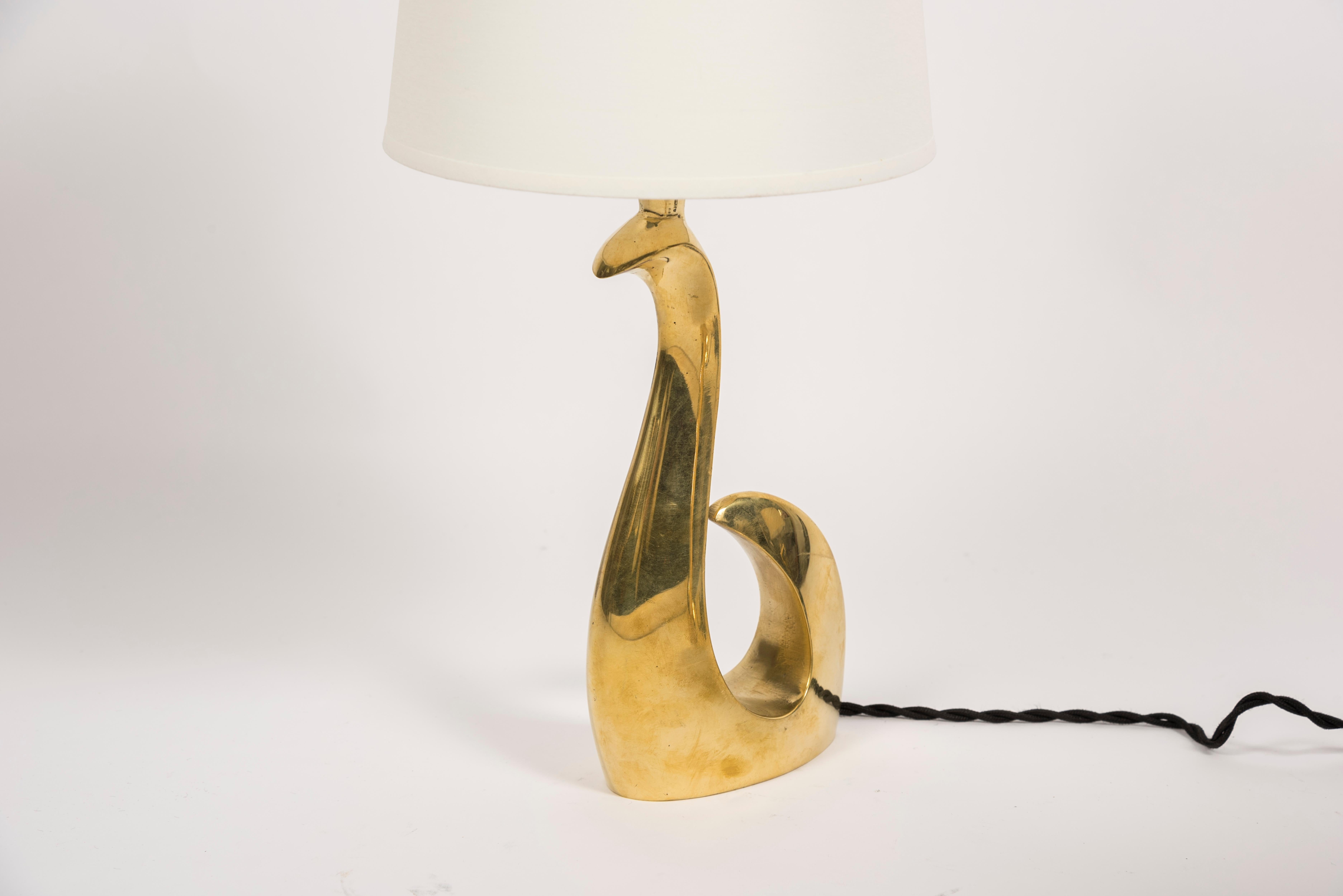 Pair of Polished Bronze Birds Lamps by Riccardo Scarpa In Good Condition For Sale In Bois-Colombes, FR