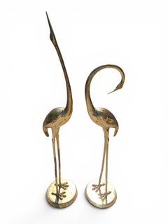 Pair of Polished Bronze Crane Sculptures, Italy, 1980s