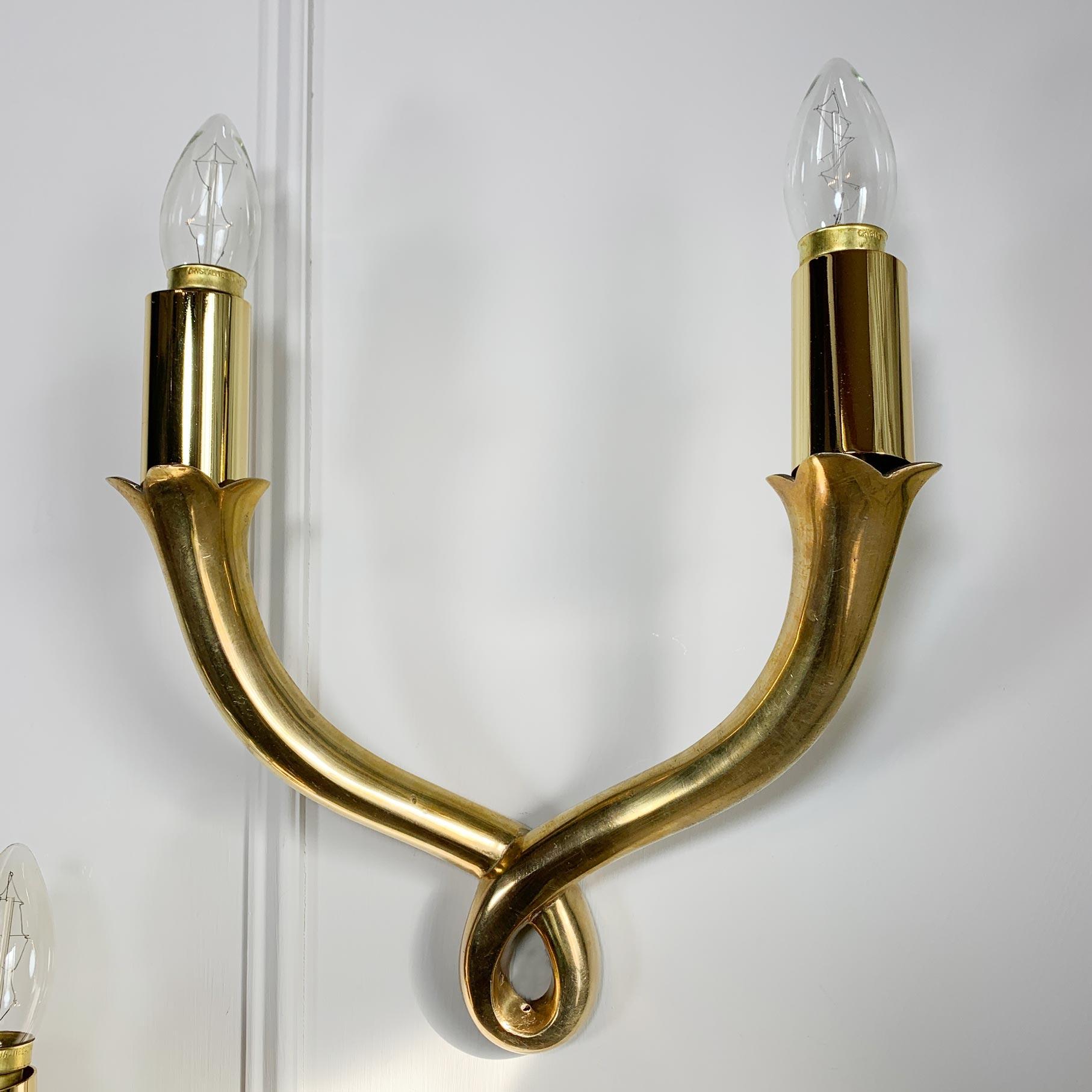 Late 20th Century Pair of Polished Bronze Wall Lights by Riccardo Scarpa Fully Signed