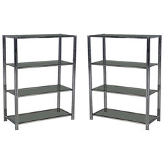 Pair of Polished Chrome Bookcases