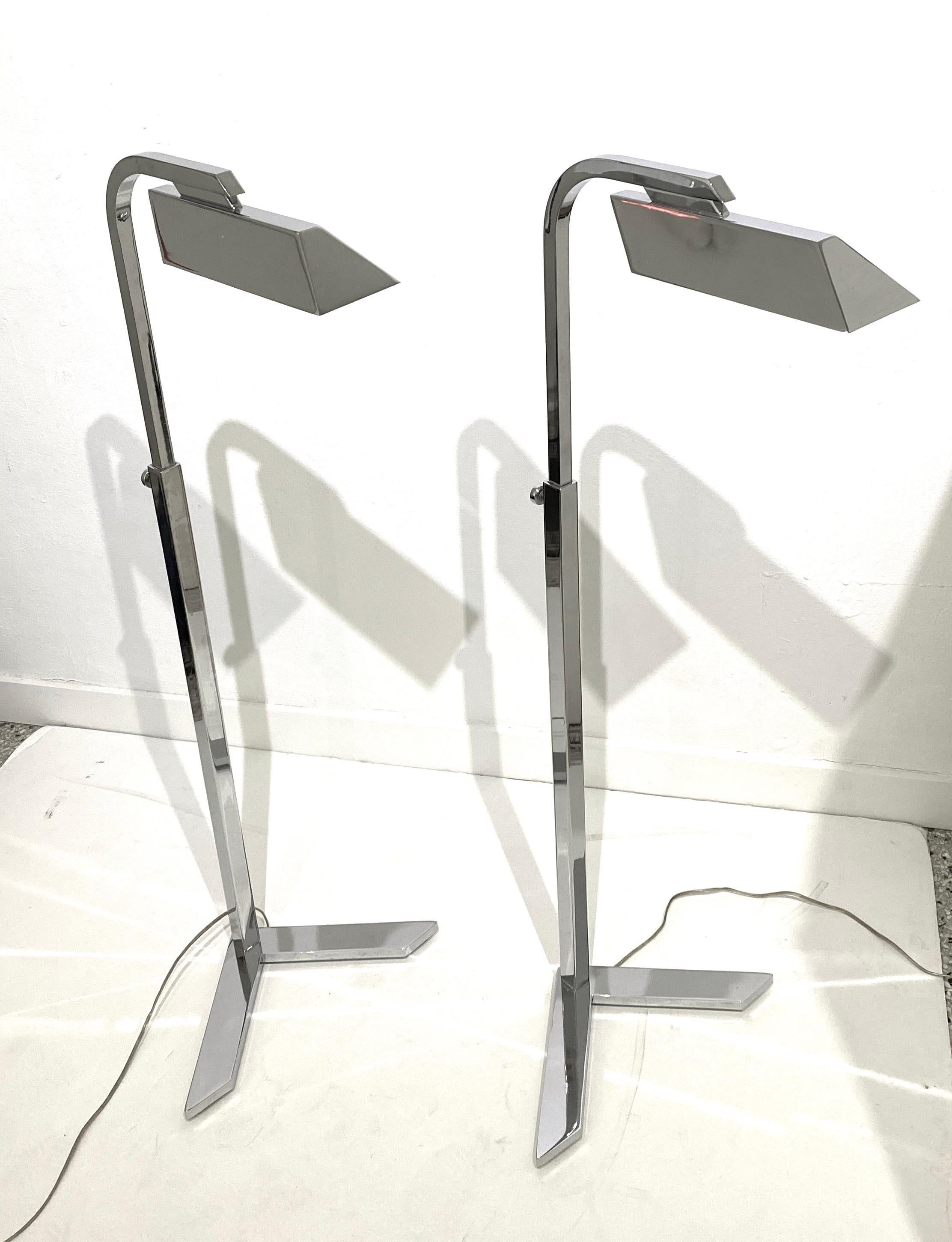 Pair of Polished Chrome Floor Lamps 8