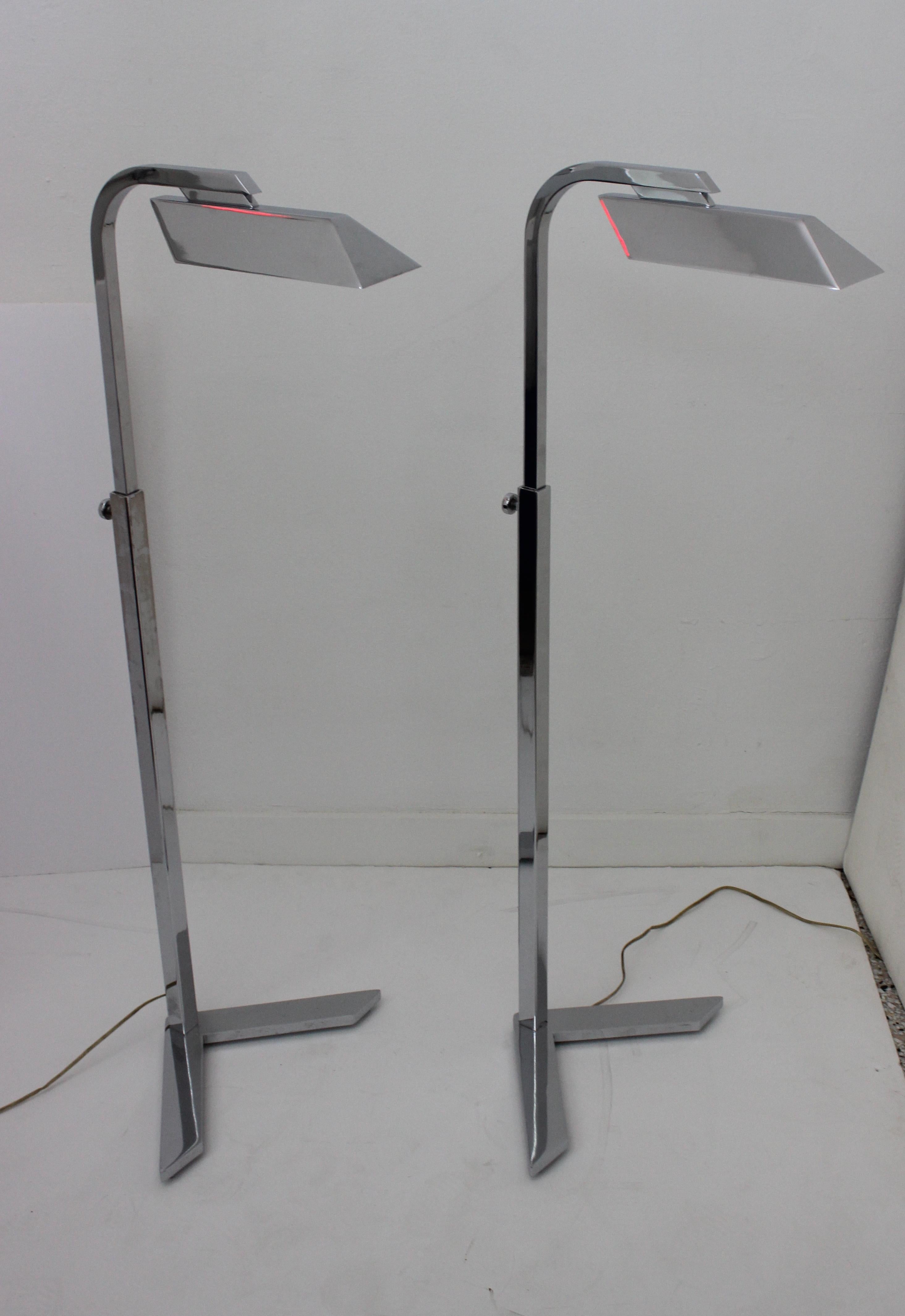 Pair of Polished Chrome Floor Lamps 9