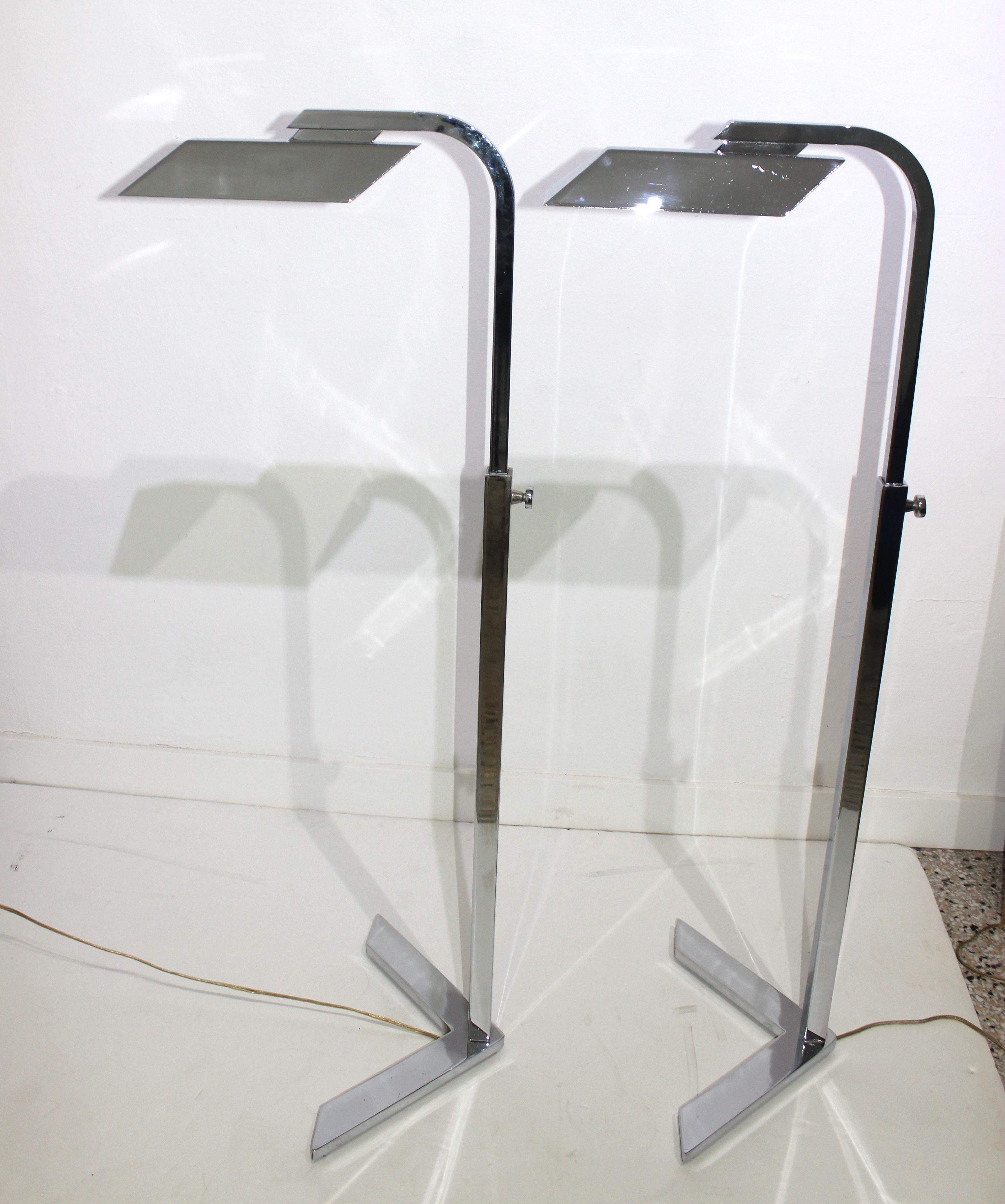 Pair of Polished Chrome Floor Lamps 2