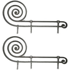 Pair of polished hammered iron Art Deco Architectural Elements