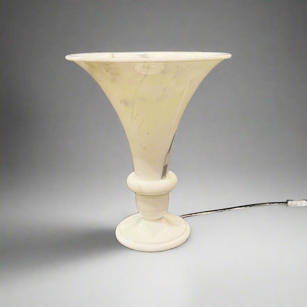 Italian Pair of Polished Marble Table Lamps For Sale