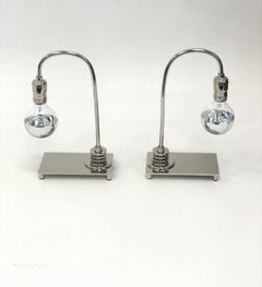 Pair of Polished Nickel Art Deco Table Lamps
