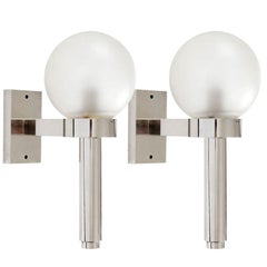 Pair of Polished Nickel Wall Lanterns by Angelo Lelli for Arredoluce