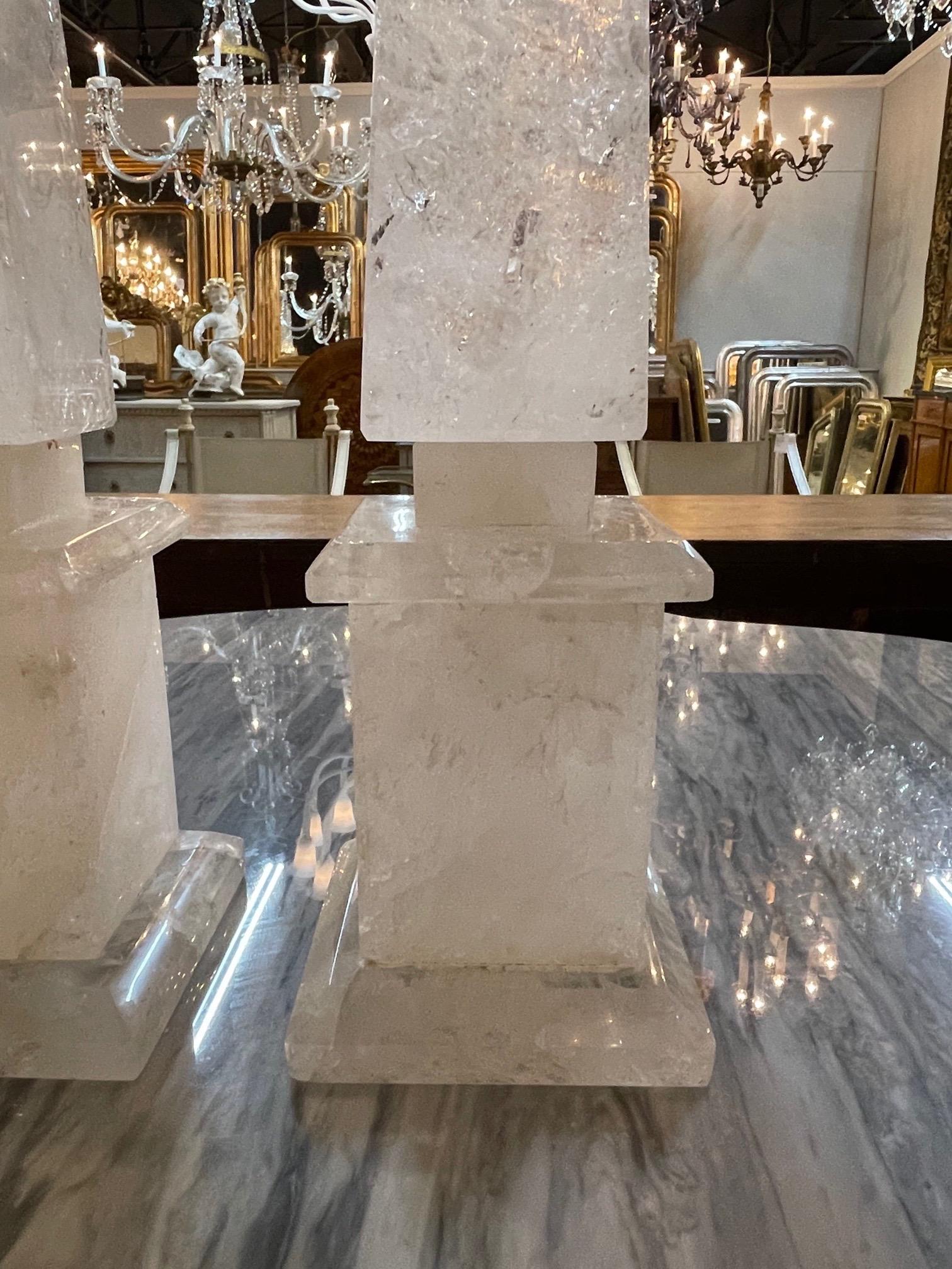 South American Pair of Polished Rock Crystal Obelisks from South America For Sale