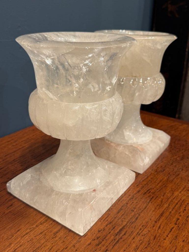 Pareja de urnas de cristal de roca pulido procedentes de Sudamérica en Bueno estado para la venta en Dallas, TX