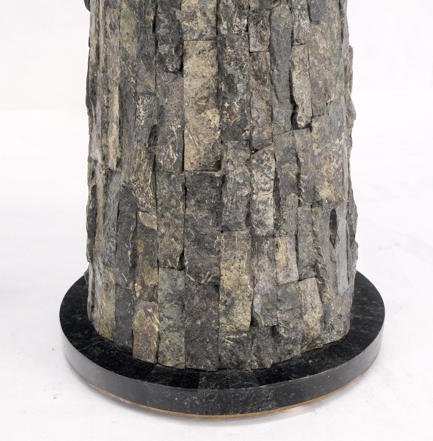 Pair of Polished & Rough Stone Tiles Cone Shape Non Matching Pair of Pedestals  For Sale 3