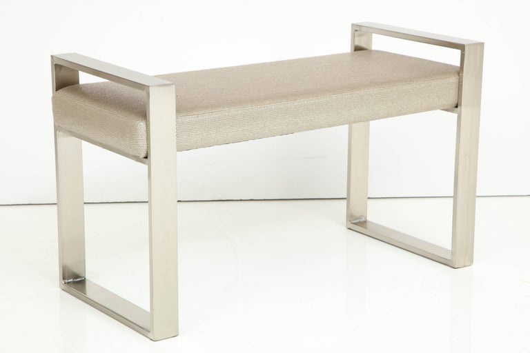 Pair Of Polished Stainless Steel Upholstered Benches At 1stdibs