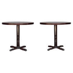 Pair of Polished Steel and Antiviral Raw Copper Top Gueridon / Side Tables