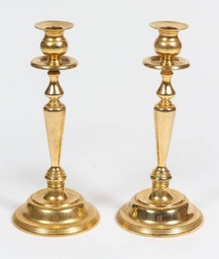 Hand-Crafted Victorian Brass Candlesticks, Polished Finish, 1950