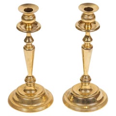 Pair of Polished Victorian Brass Candlesticks