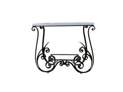 Hand-Forged Wrought Iron Console Tables with White Marble, France