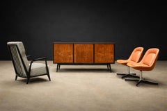 Pair of “Pollock” Armchairs by Forma, Aluminum & Leather, Brazil, 1970s