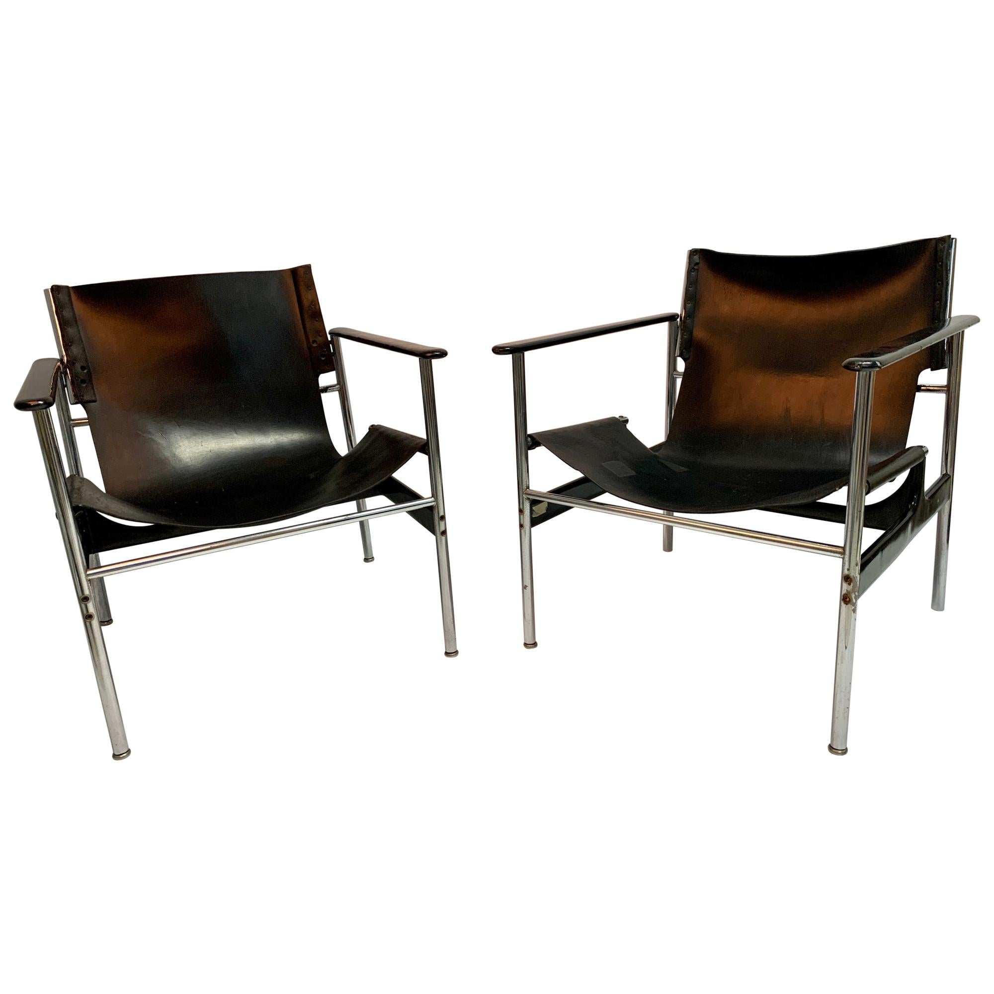 Pair of Pollock Sling Chairs 657 for Knoll, First Generation, 1970-1972