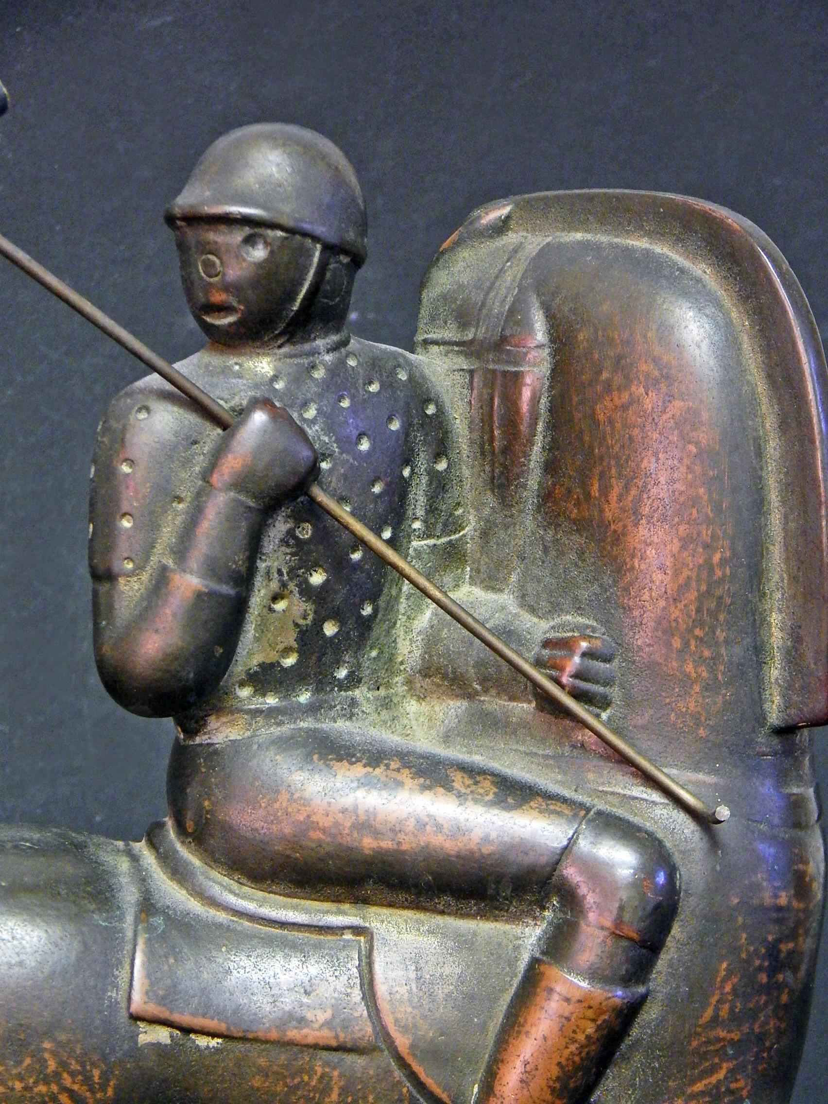 Seltene und auffällige Art-Déco-Skulpturen von Gregory, Polospieler, Paar im Zustand „Hervorragend“ in Philadelphia, PA