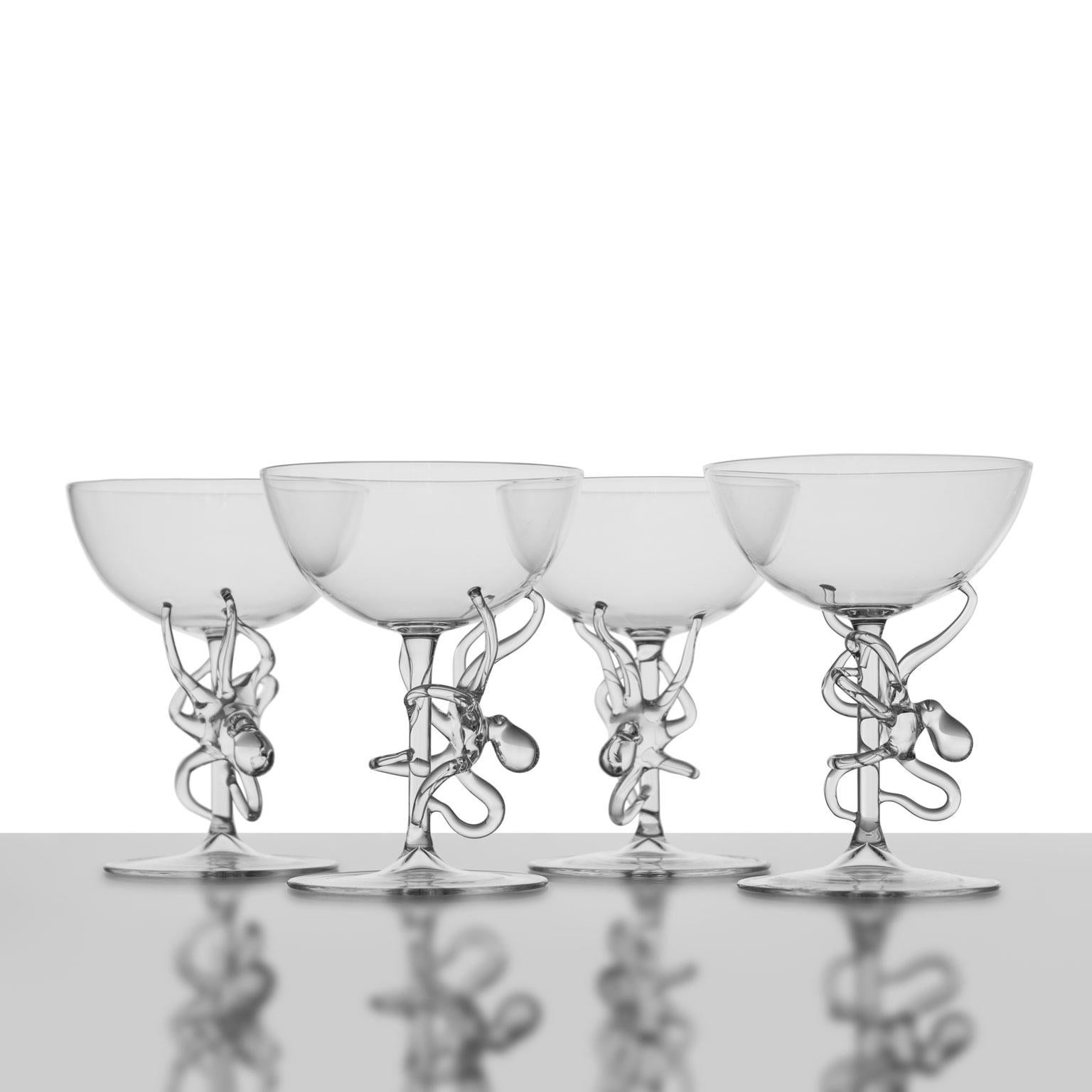 'Pair of Polpo Manhattan Glasses' Hand Blown Glasses by Simone Crestani