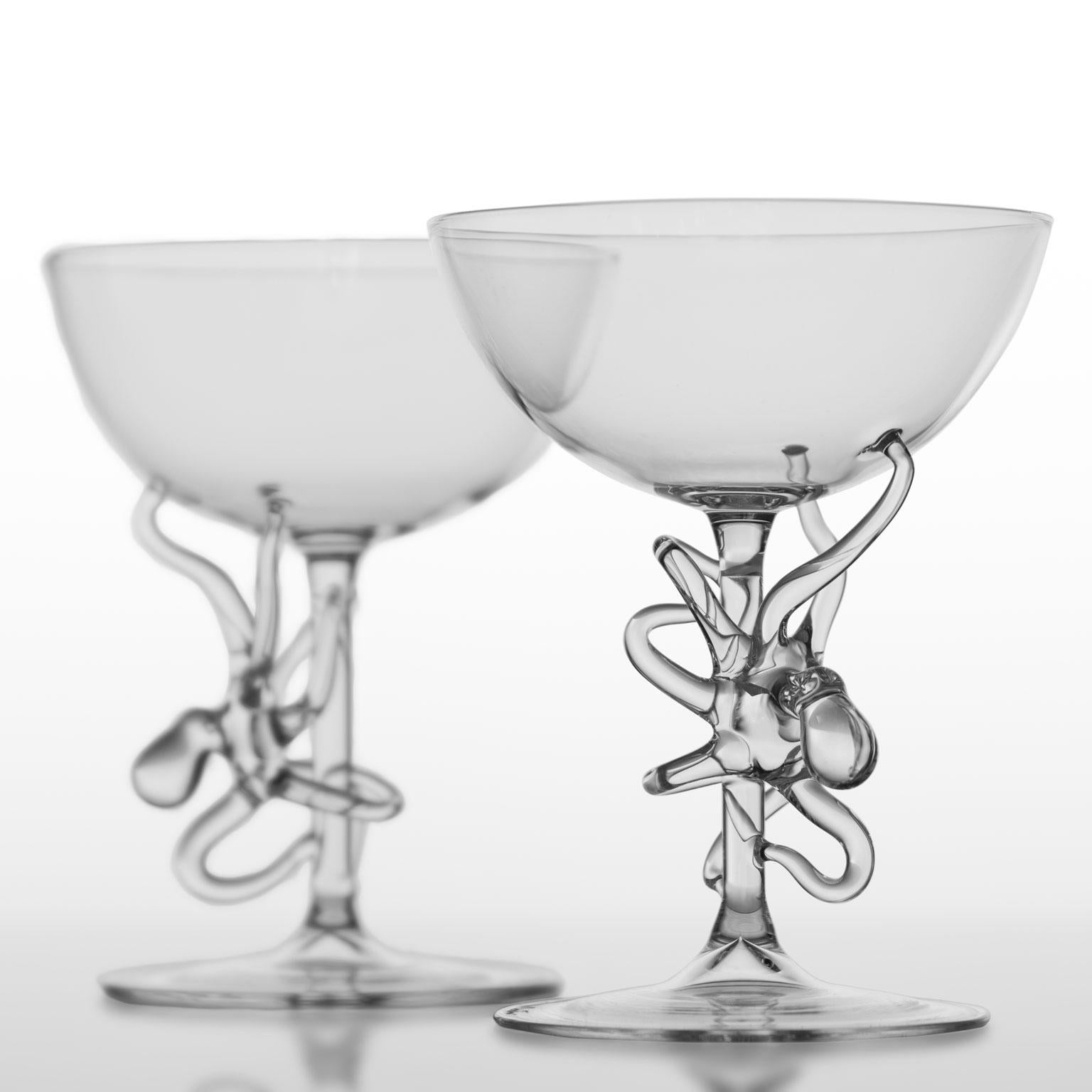 'Pair of Polpo Manhattan Glasses' Hand Blown Glasses by Simone Crestani