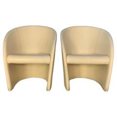 Pair of Poltrona Frau "Intervista" Armchairs -  In "Nest" Ivory Leather
