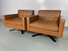 Pair of Poltrona Frau "Kennedee" Armchairs In Tan Brown "Pelle Frau SC" Leather