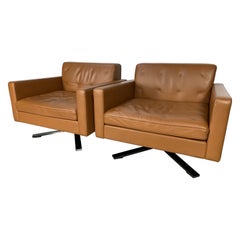 Pair of Poltrona Frau "Kennedee" Armchairs In Tan Brown "Pelle Frau SC" Leather