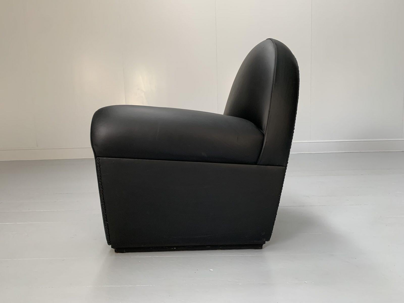 Pair of Poltrona Frau “Vanity Fair” Armchairs – In “Pelle Frau” Black Leather For Sale 6
