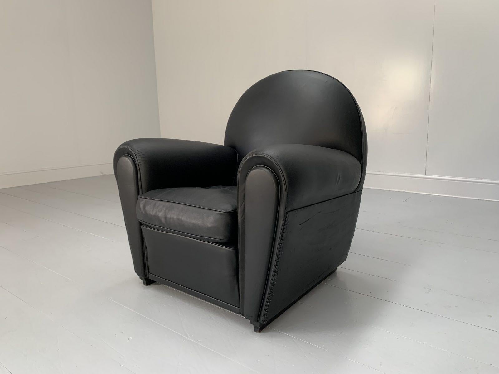 Pair of Poltrona Frau “Vanity Fair” Armchairs – In “Pelle Frau” Black Leather For Sale 7
